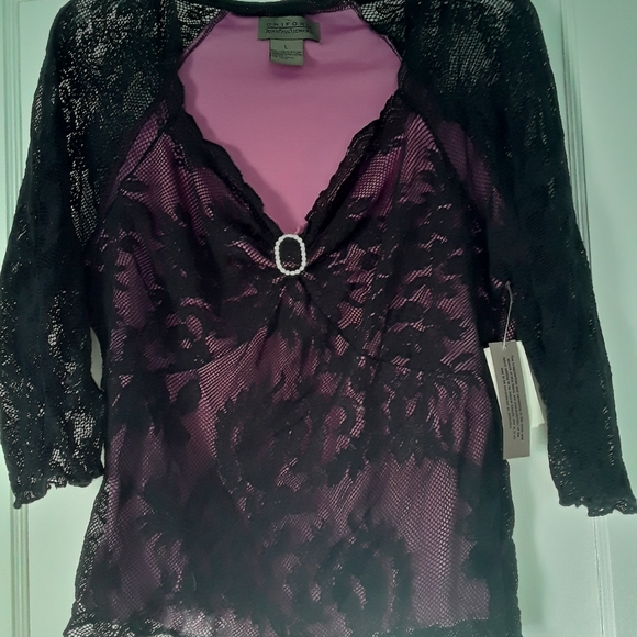 Uniform John Paul Richard Sexy Black lace Top L - Picture 1 of 4